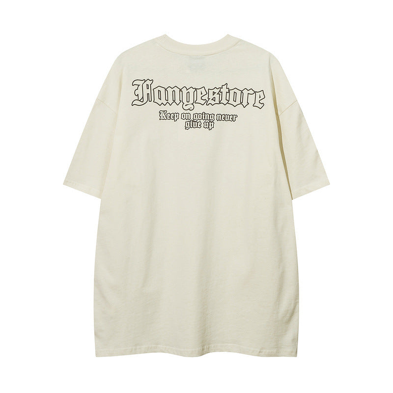 Men T Shirt XINGX Letter Crew Neck Short-Sleeved T-shirt Men's and Women's Hip Hop Oversize