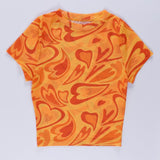 Women T-shirt Sexy Short Mesh T-shirt