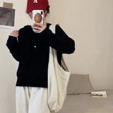 Women Knitted Pullover Fall Winter Hooded Pullover Sweater Casual Loose Sweater