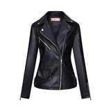 Red Leather Jacket Jacket Pu Lapel Two-Way Short Slim Fit Jacket Leather Coat Women