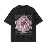 Washed retro cotton t-shirt Sauron printed washed old short-sleeved t-shirt