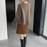 Women Cardigan Sweater Double Breasted Vintage Autumn Cardigan Long Sleeve Sweater Coat Q730