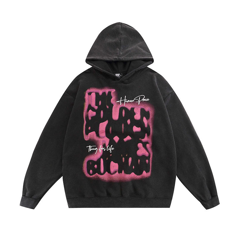 Men Hoodie Graffiti Printing Cropped Hoodie