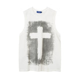 Men Vest Hip Hop Graffiti Sleeveless T-shirt Loose Couples Vest