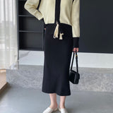 Women Knitted Skirt Split Skirt Autumn and Winter Sheath Dress