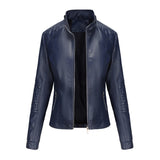 Red Leather Jacket Spring and Autumn Hooded Leather Coat Women's Detachable Hat Windproof Jacket