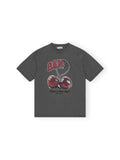 Pure cotton loose T-shirt with round neck and short sleeves