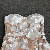 Women Evening Dress Elegant Lace Three-Dimensional Flower Sexy Dress Dress