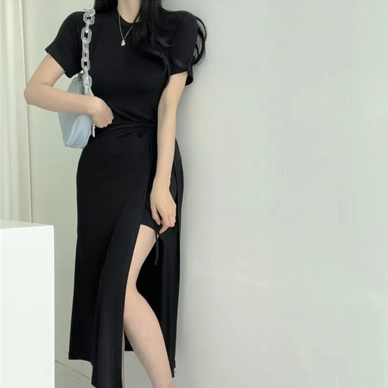 Women Dresses round Neck Dress High Bow Dress