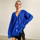 Ladies Leisure Knitwear Loose Knitted Sweater Women Casual Solid Color Autumn and Winter Cardigan