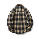 Unisex Winter Cotton Coat Plaid Decoration Lapel Cotton-Padded Coat Vintage Cotton-Padded Jacket