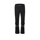 MIJKO Mens Vintage Pants Chain Decorative Casual Denim