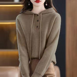 Women Knitwear Fall Winter Hooded Knitwear Loose Sweater