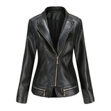 Red Leather Jacket PU Leather Thin Spring and Autumn Coat Women's Jacket