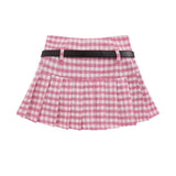 Women Skirt Plaid Pleated Skirt with XINGX Belt Waist Casual Skirt Skirt