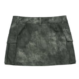 Women Skirt Tie-Dyed PU Leather Miniskirt Summer A- line Skirt