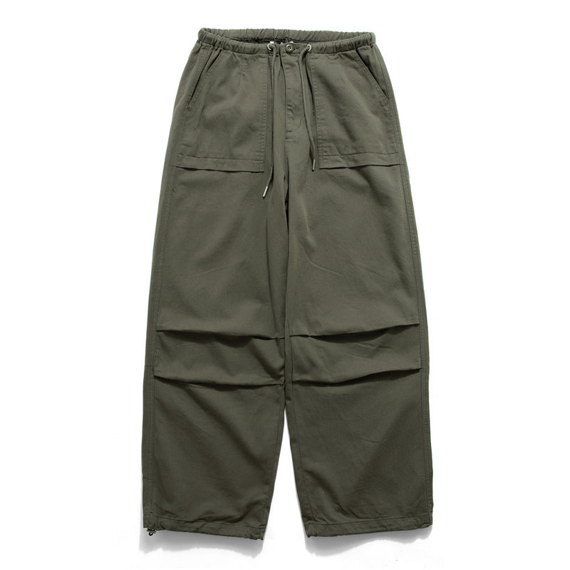Men Sweatpants Simple Workwear Casual Pants Men's Pleated Knee Loose-Fitting Wide-Leg Trousers