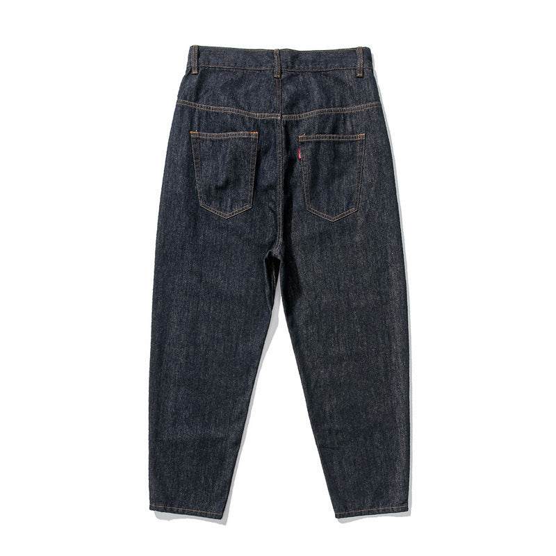 Men Jeans Straight Wide Leg Jeans Men's Retro Loose Trousers