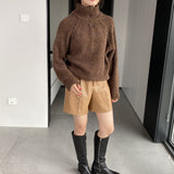Women Winter Knitted Sweater Zipper and Lapel Sweater Loose Casual Women's Clothing 1t816