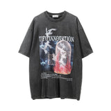 Men Vintage T-shirt Peace Dove Printed Washable Short Sleeve T-shirt
