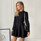 Women Dress Lace Dress Spring round Neck A- line Skirt