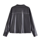 Women Leather Jacket Autumn Leisure Poly Urethane Leather Jacket Women's Leather Top Coat