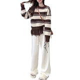 Women Knitwear Autumn and Winter Tassel round Neck Sweater Loose Sweater