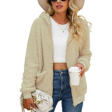 Women Trench Coat Casual Autumn Women's Long Sleeve Hooded Loose Zip Coat