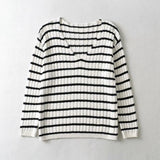 Women Sweater Knitwear Autumn and Winter Striped Sweater Pullover plus Size Loose round Neck Sweater