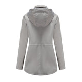 Women Trench Coat Long Cardigan Hooded Coat Outdoor Raincoat