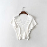 Women Sweater Knitwear Summer V-neck Batwing Sleeve Ice Silk Sweater