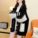 Women Knitwear Autumn and Winter V-neck Sweater Loose Knitted Cardigan