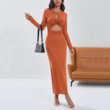 Women Dress Autumn Winter Sexy Slim Fit Hollow Dress