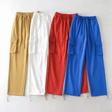 Women Sweatpants Spring and Autumn Leisure Pocket Wide Leg Pants