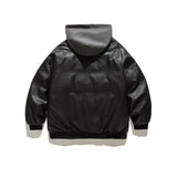 Unisex Winter Cotton Coat down Jacket Retro Loose PU Leather down Jacket