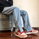 Men Jeans Baggy Straight Trousers Spring Split Baggy Pants