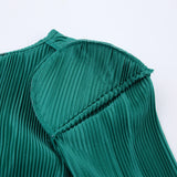 Women Dress Spring round Neck Pleated Long Sleeve Dress Sheath Dress