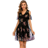 Women Evening Gown Sexy Casual off-the-Shoulder Swing Sequins Dress