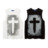 Men Vest Hip Hop Graffiti Sleeveless T-shirt Loose Couples Vest