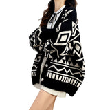 Women Knitwear Autumn Winter Retro Sweater Coat Loose Knitted Cardigan