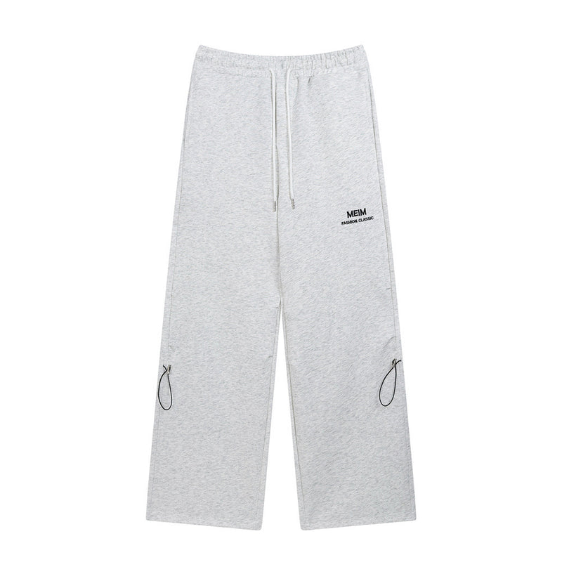 Men Sweatpants Wide-Leg Straight Trousers Men's Embroidery Lettered Casual Loose Track Pants Tooling Floor Pants