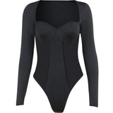 Women Jumpsuit Autumn Sexy Square Collar Long Sleeve Jumpsuit