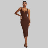 Women's Evening Dress Bandage One-Piece Dress Square Collar Sleeveless Sexy Slim Fit Camisole Gown
