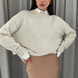 Ladies Leisure Knitwear round Neck Long Sleeve Autumn and Winter Sweater Loose Casual Sweater