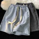 Men Jeans Light Blue Denim Shorts Summer Vintage Shorts