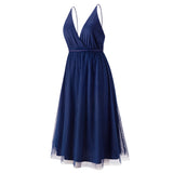 Women Date Dress Summer Sexy Tulle Skirt V-neck Dress Dress