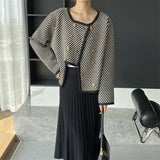 Women Cardigan Sweater Zebra Striped Coat Autumn Square Collar Top 2t375