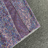 Women Evening Dress Hollow Backless Sexy Suspenders Grid Sequins Split Dress