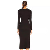 Harlem Night Attire Long Sleeve Iron Hoop Pierced Black Long Dress