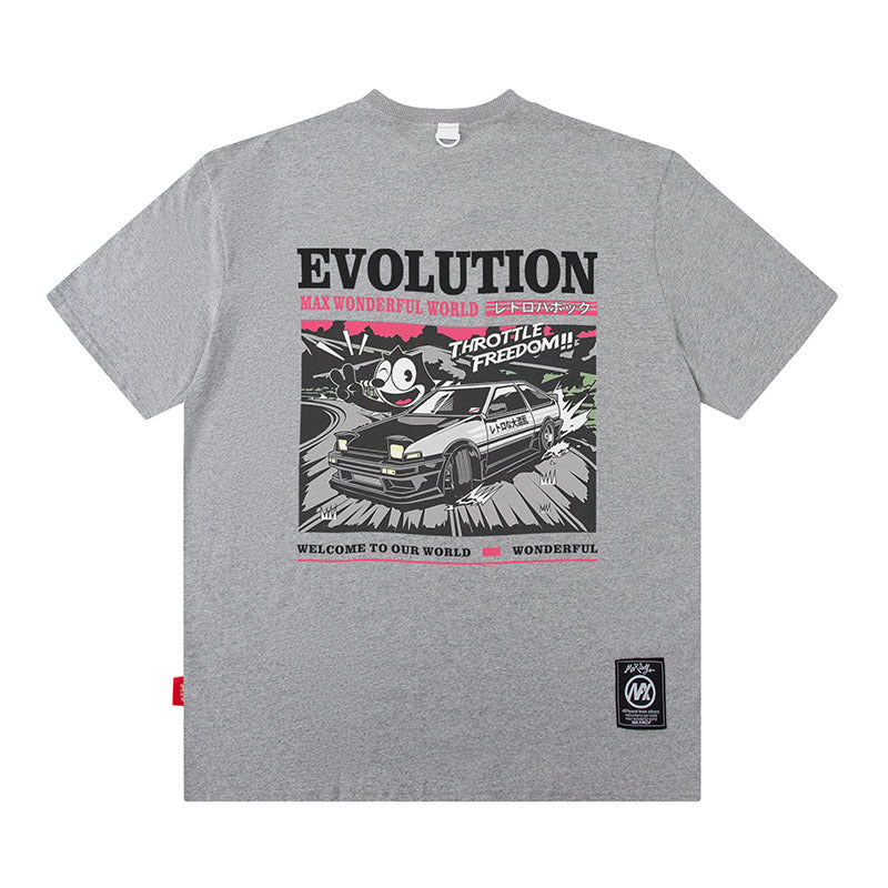 Men T Shirt Vintage Cartoon Printed Half Sleeve T-shirt